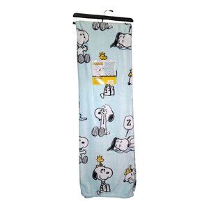 Peanuts Snoopy Twin Blanket 60" X 90" Super Soft 100% Polyester Light Blue Kids